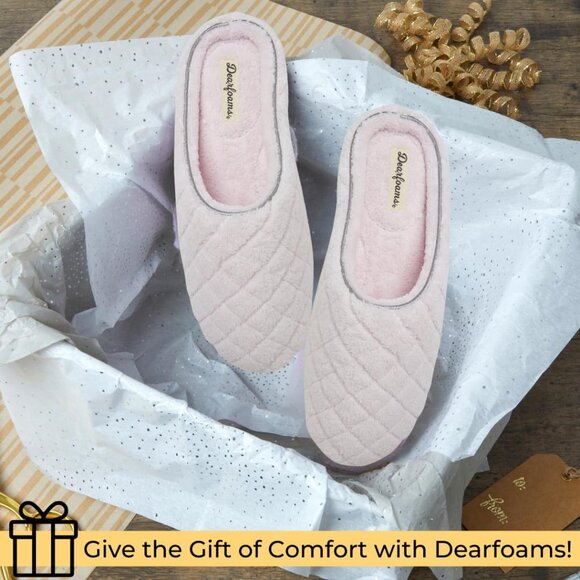 Women's Memory Foam Indoor House Slippers Leslie Terry Clog House Shoes with Wid - Picture 6 of 6